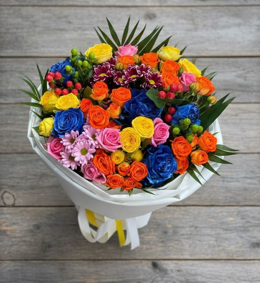 Букет цветов из: Розы и Хризантемы в Клементьево