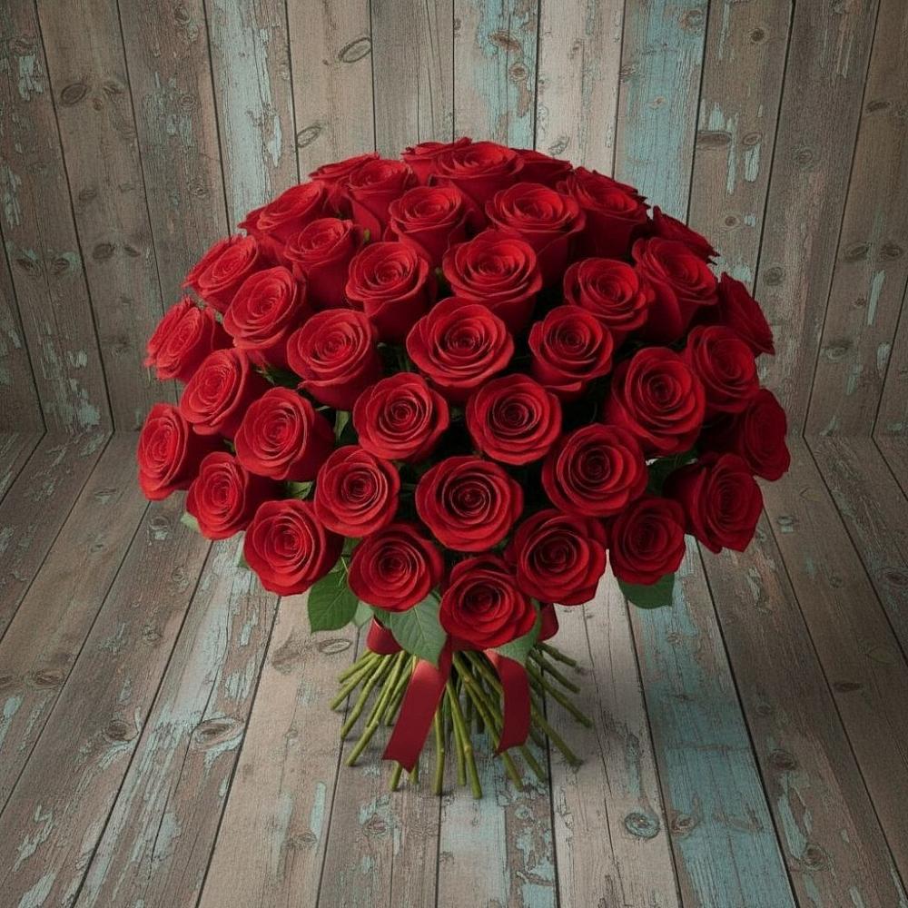 Букет 55 Красных роз Фридом в Клементьево