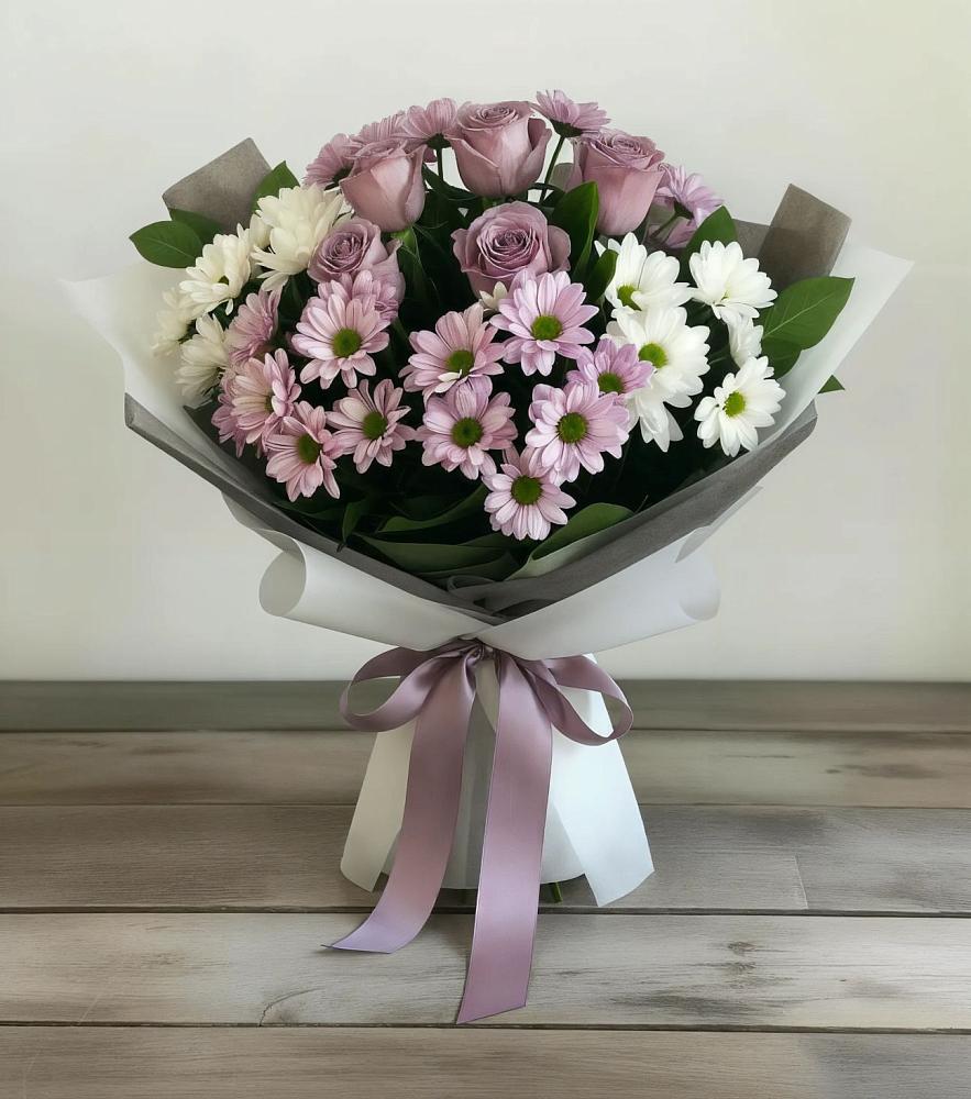 Букет цветов из: Хризантемы и Розы в Клементьево