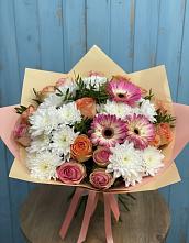 Букет цветов из:  Розы, Герберы и Хризантемы в Клементьево