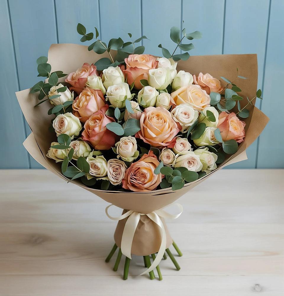 Букет цветов из: Альстромерии и Розы в Клементьево