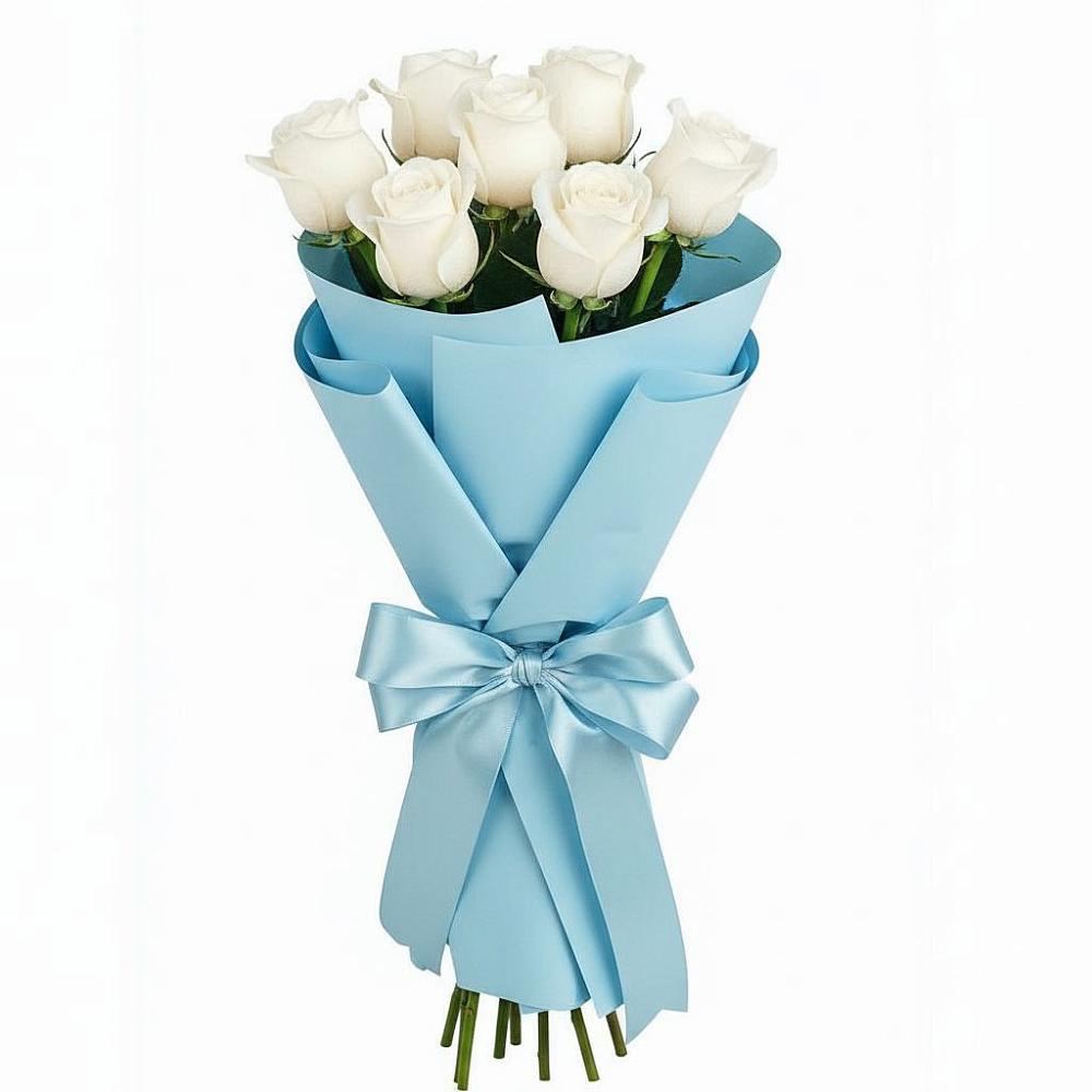 Букет 7 белых роз Проуд в Клементьево