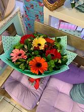 Букет цветов из:  Герберы, Хризантемы и Альстромерии #REPLACE_PRED# Клементьево