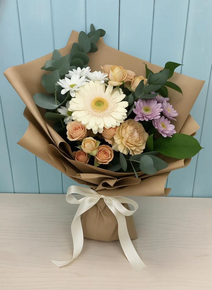 Букет цветов из: Герберы и Хризантемы в Клементьево