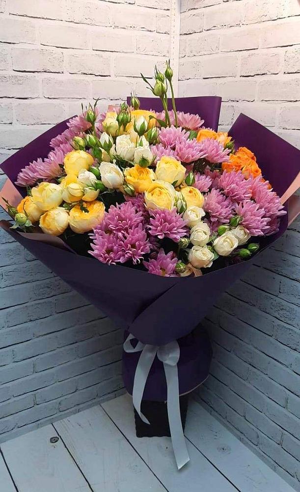 Букет цветов из: Хризантемы и Розы в Клементьево