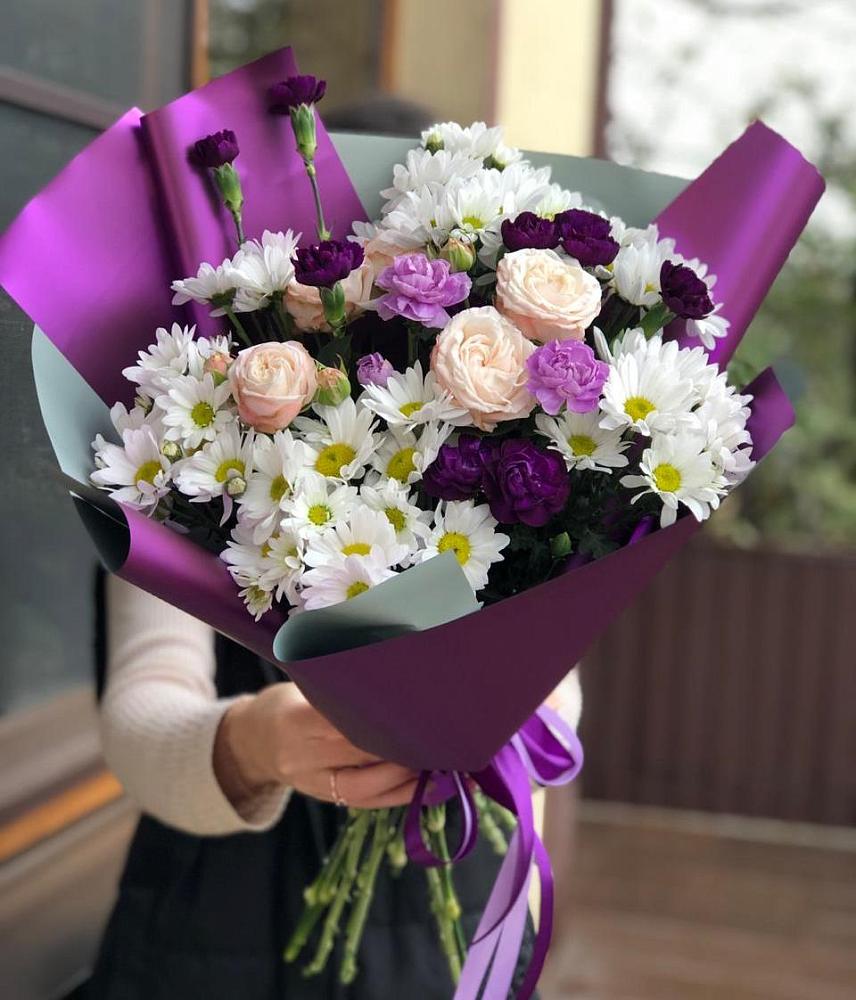 Букет цветов из: Хризантемы, Гвоздики и Розы в Клементьево