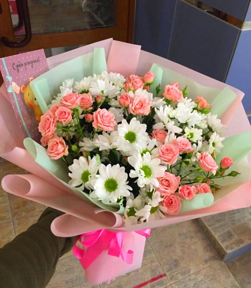 Букет цветов из: Розы и Хризантемы в Клементьево