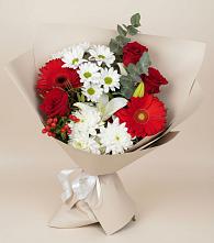 Букет цветов из:  Розы, Хризантемы, Герберы и Лилии в Клементьево