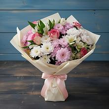 Букет цветов из:  Хризантемы, Альстромерии и Розы в Клементьево