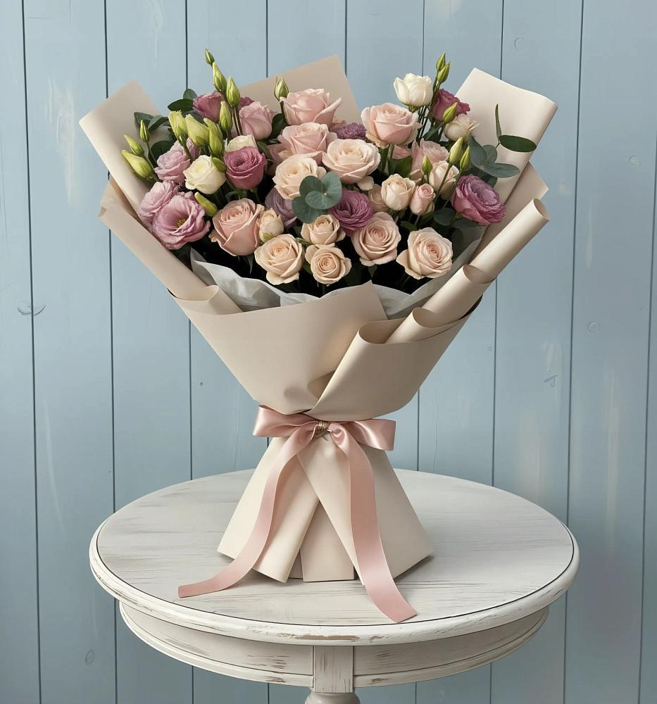 Букет цветов из: Розы и Лизиантусы в Клементьево