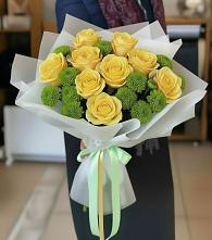 Букет цветов из:  Хризантемы и Розы в Клементьево