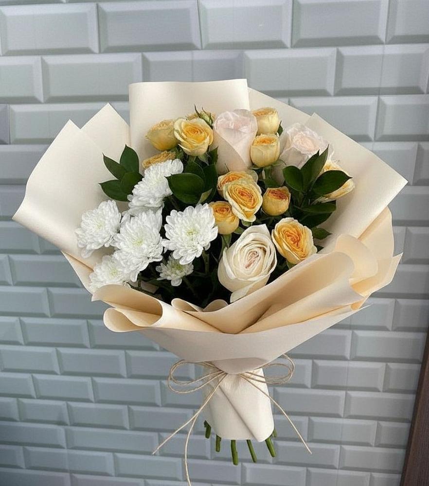 Букет цветов из: Розы и Хризантемы в Клементьево