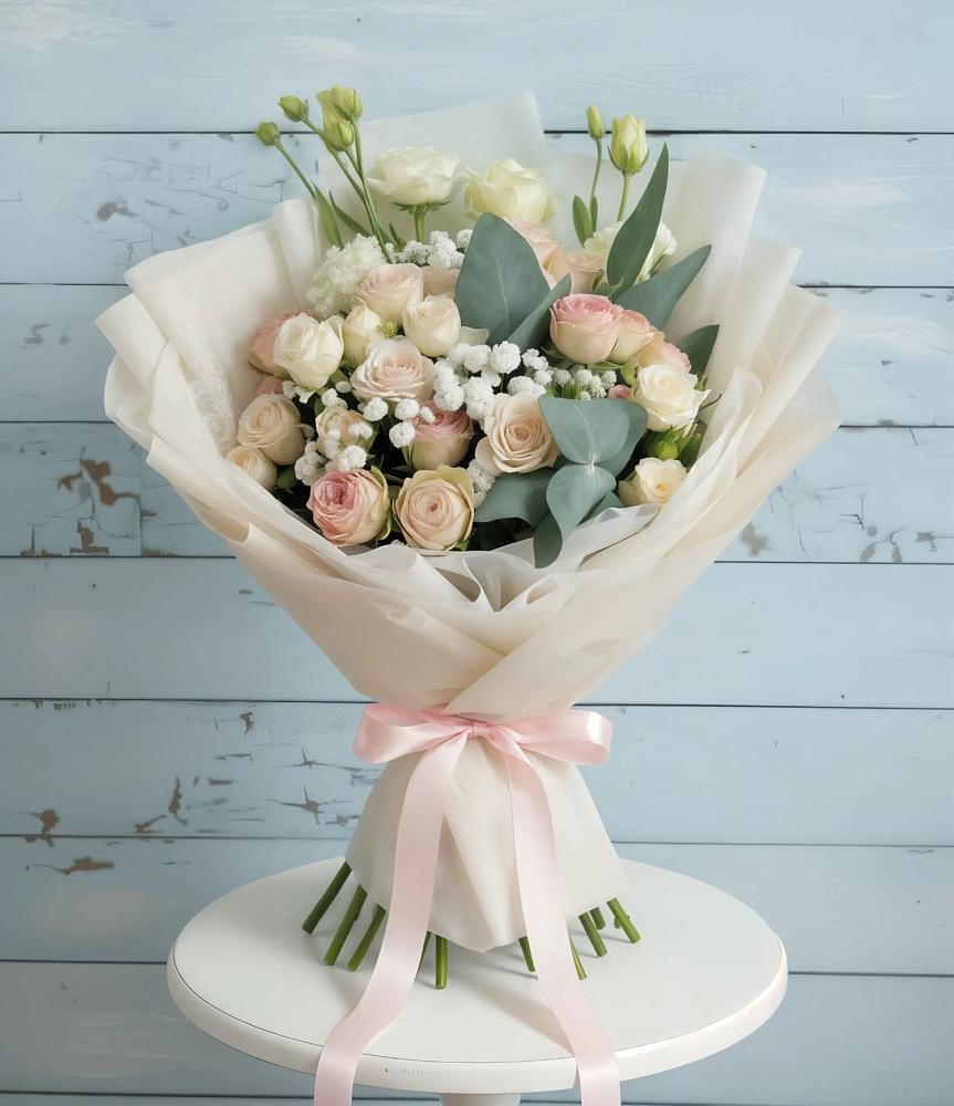 Букет цветов из: Розы и Лизиантусы в Клементьево