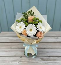 Букет цветов из:  Герберы, Розы и Хризантемы в Клементьево