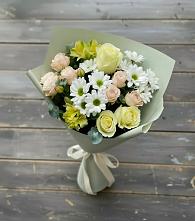 Букет цветов из:  Альстромерии, Розы и Хризантемы в Клементьево