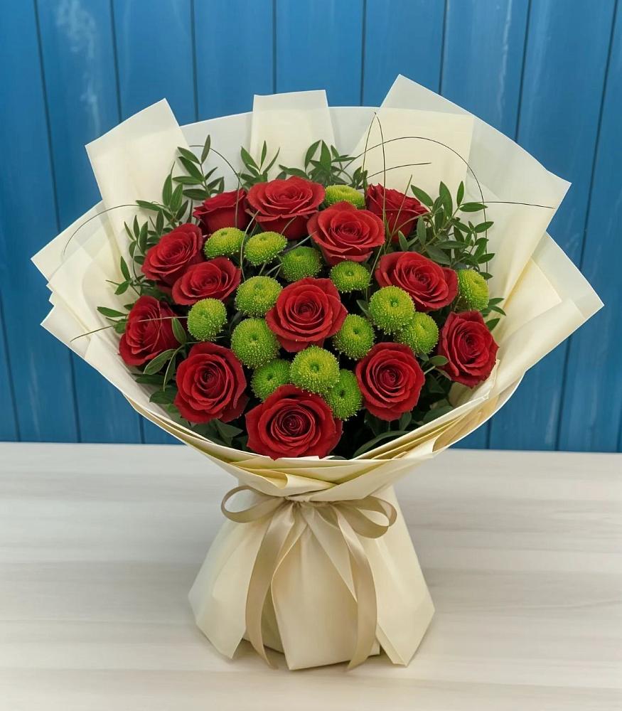 Букет цветов из: Розы и Хризантемы в Клементьево