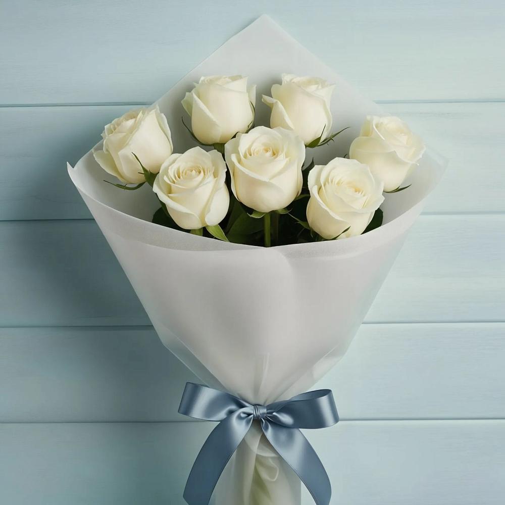 Букет 7 Белых роз Эдлесс Лав в Клементьево