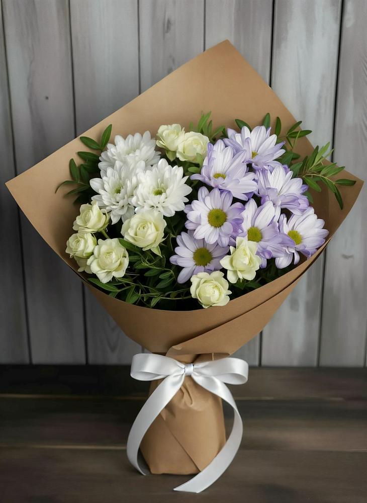 Букет цветов из: Хризантемы и Розы в Клементьево
