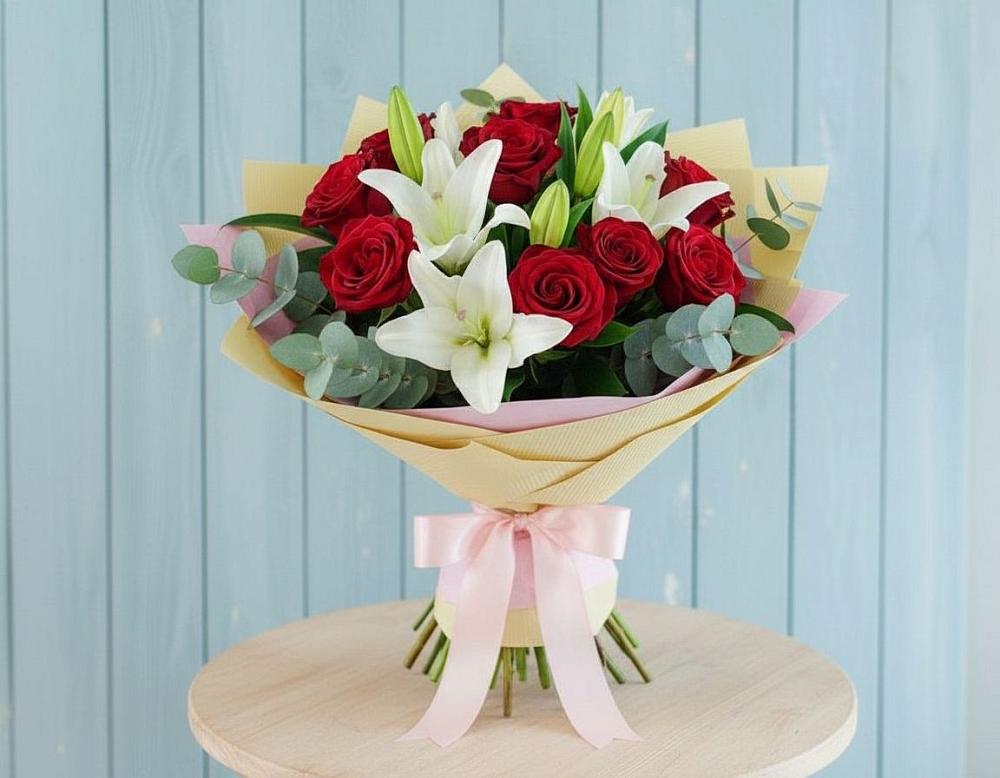 Букет цветов из: Лилии и Розы в Клементьево